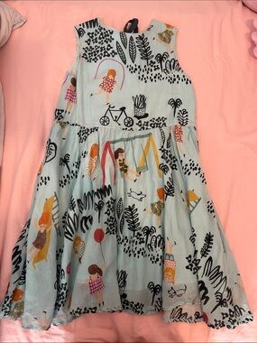 Fábula dress (Farm Rio) Kids Playtime Print Cotton Dress - Light Blue